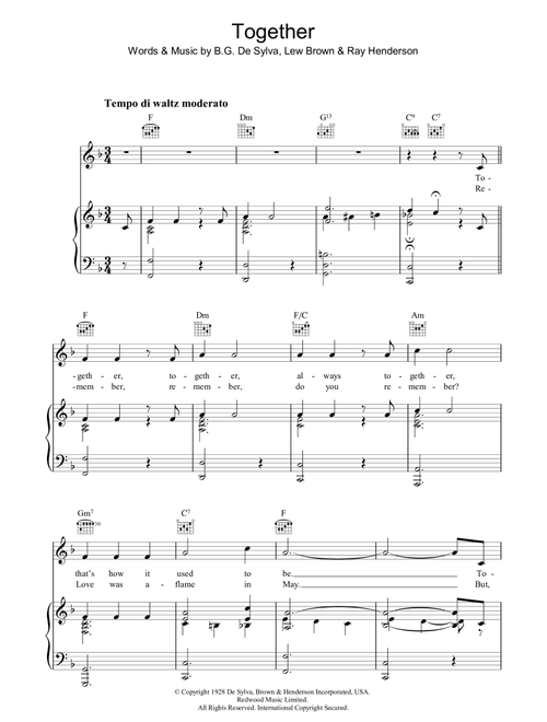 Together - Lew Brown (Piano-Vocal-Guitar (Piano Accompaniment))