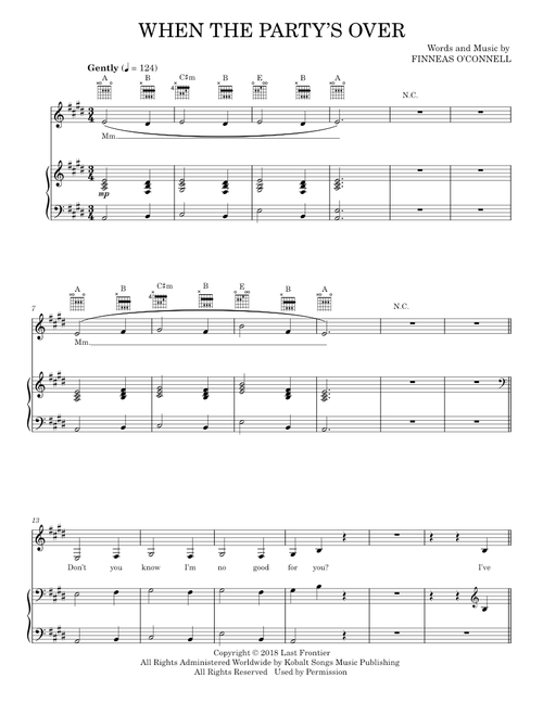 When the party's over - Billie Eilish (Piano-Vocal-Guitar)