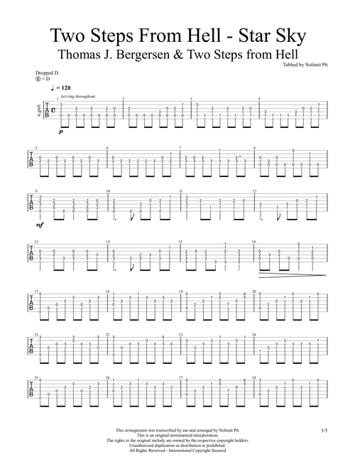 Two Steps From Hell - Star Sky (Arr. Nolimit Ptt) - Twö Steps From Hell (Solo Guitar)