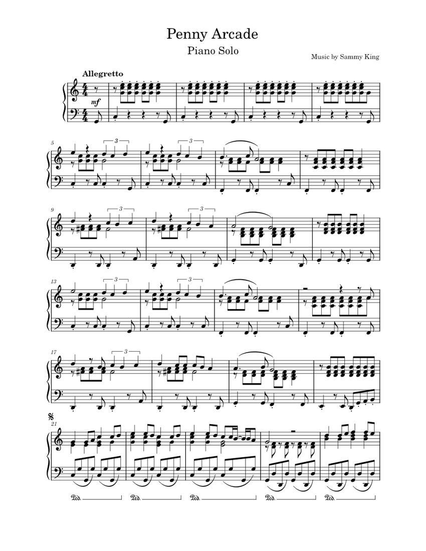 Penny Arcade Sammy King Sheet music for Piano Solo Musescore