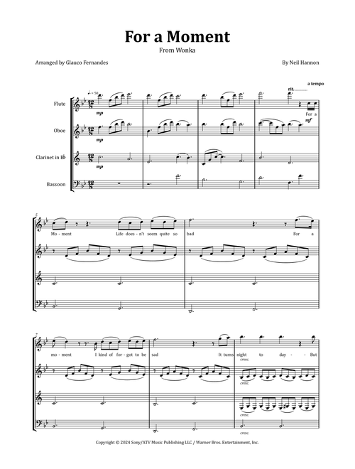 For A Moment (Arr. Glauco Fernandes) - Neil Hannon (Woodwind Ensemble)