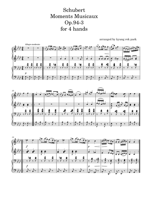 Schubert Moments Musicaux Op. 94 No.3 for 4 hands(not for listening)
