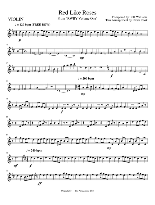 Red Like Roses:Parts 1+2 for Violin