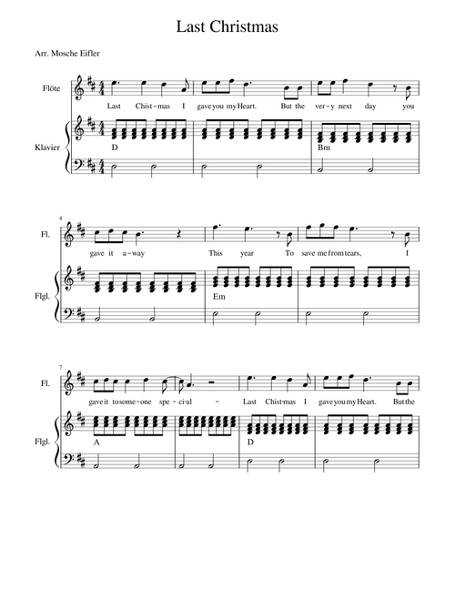 Last Christmas FOR PIANO AND FLUTE