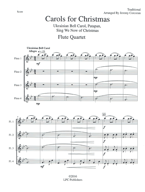 Carols for Christmas a Medley for Flute Quartet (Arr. Jeremy Corcoran) - Traditional (Woodwind Ensemble)