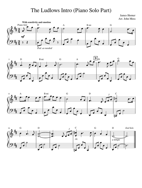 The Ludlows Intro (Piano Solo Part, Precise Version)