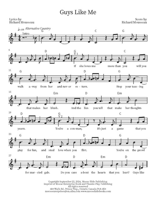 Guys Like Me (Arr. Richard Mousseau) - Rick Moose (Guitar Chords-Lyrics)