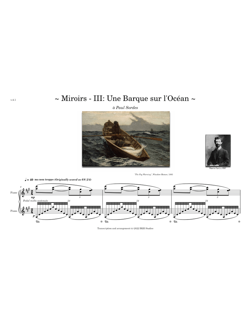 Une Barque sur l'Océan (piano) Maurice Ravel Sheet music for