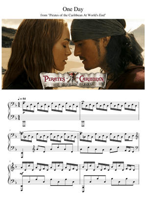 One Day Pirates of the Caribbean Sheet Music for Piano, Flute