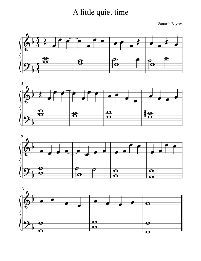 A little quiet time Piano Solo Santosh Baynes Sheet music for Piano