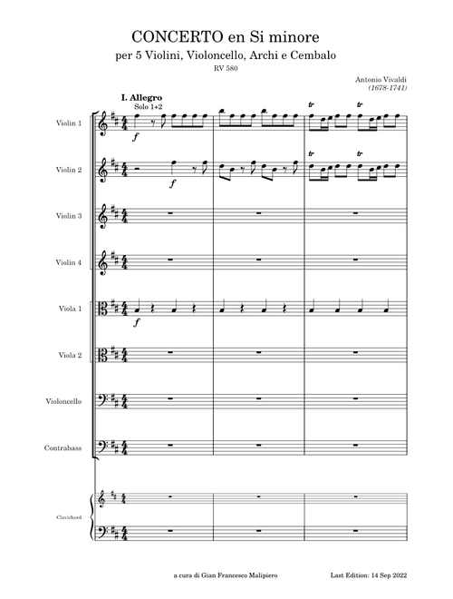 Concerto in B minor, RV 580 – Antonio Vivaldi