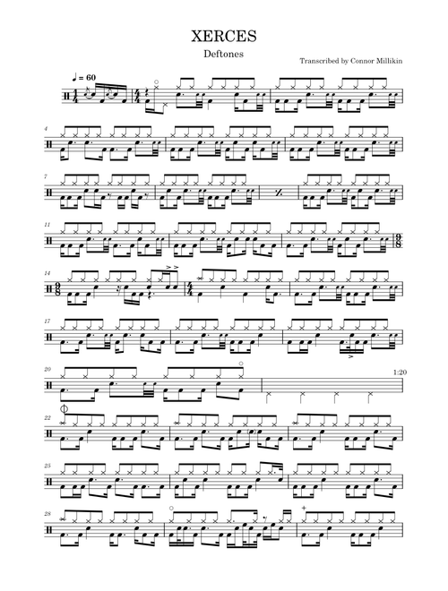 Xerces – Deftones DRUM SCORE