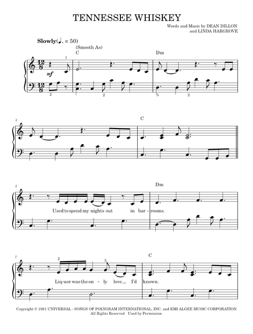 (Smooth As) Tennessee Whiskey - Chris Stapleton, George Jones (Easy Piano)