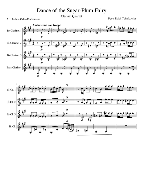 Dance of the Sugar Plum Fairy - Clarinet Quartet