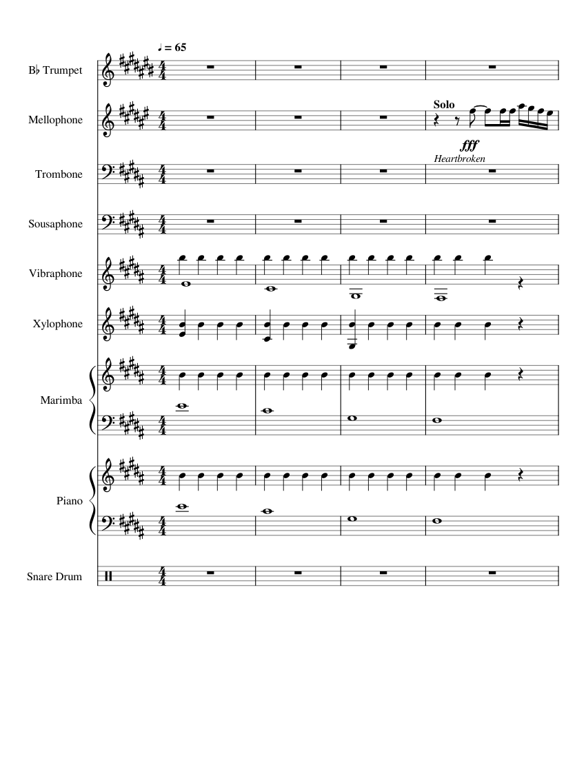 Changes Sheet music for Piano, Trombone, Mellophone, Trumpet in b-flat ...
