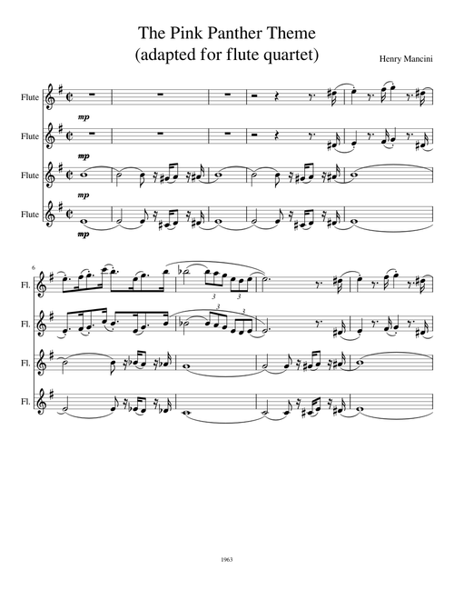 The Pink Panther Theme  adapted for flute quartet
