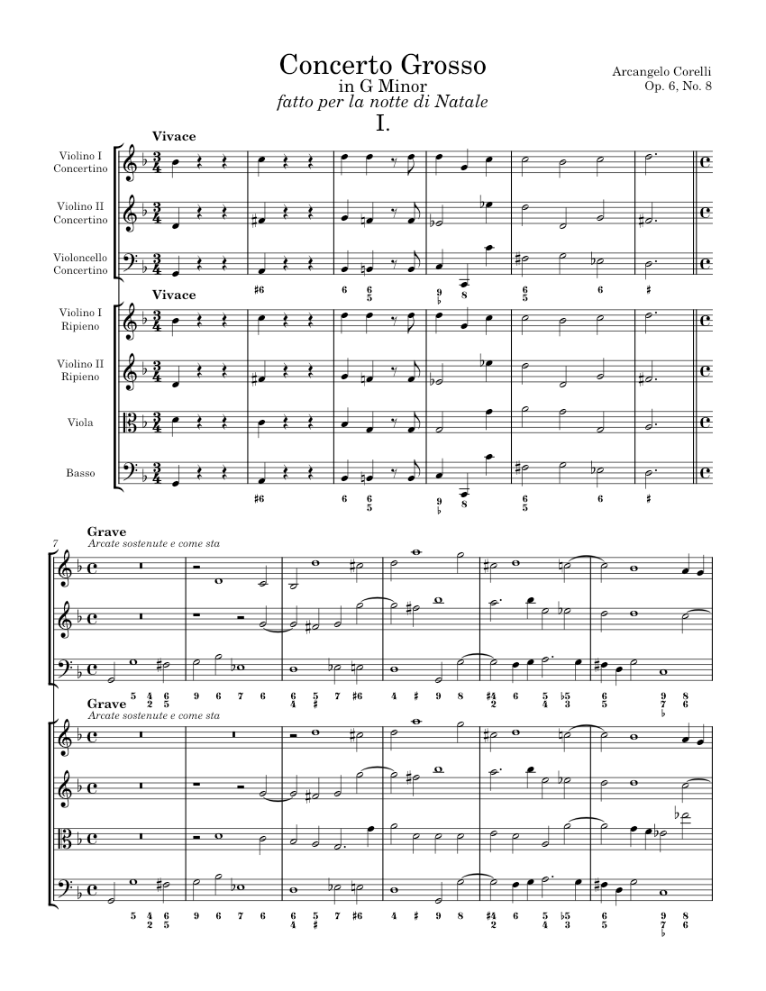 Christmas Concerto Grosso In G Minor Arcangelo Corelli Op 6 No 8 Sheet Music For Violin Cello Strings Group Chamber Orchestra Musescore Com