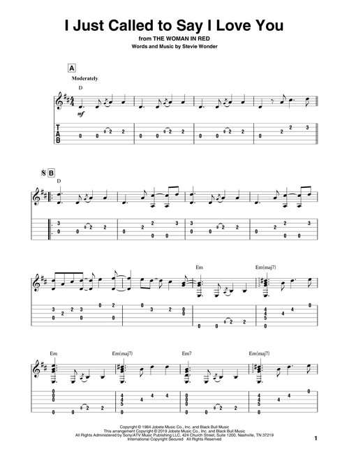 I Just Called To Say I Love You - Stevie Wonder (Solo Guitar)