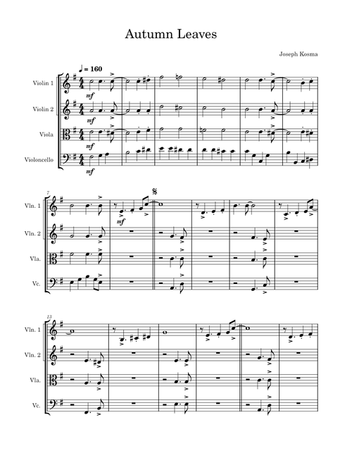 Autumn leaves – Joseph Kosma