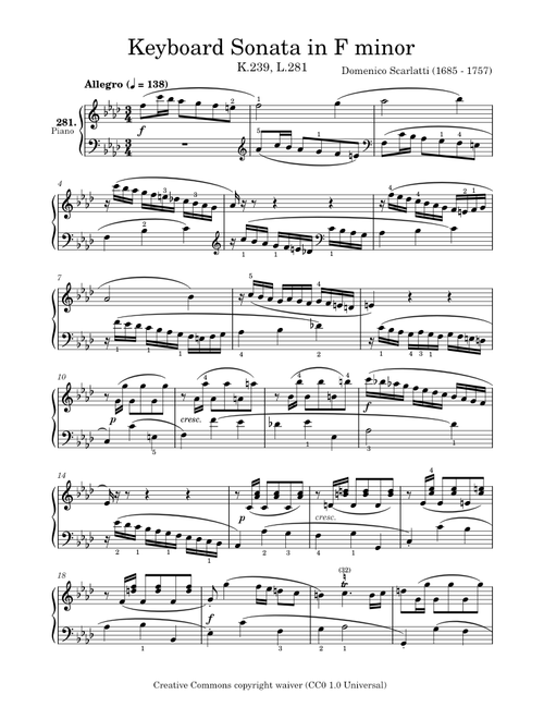 Keyboard Sonata In F Minor, K.239, L.281 - Domenico Scarlatti