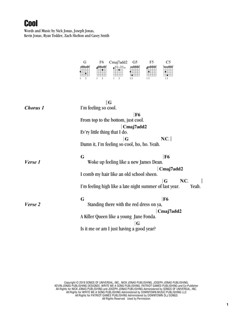 Cool - Jonas Brothers (Guitar Chords-Lyrics)