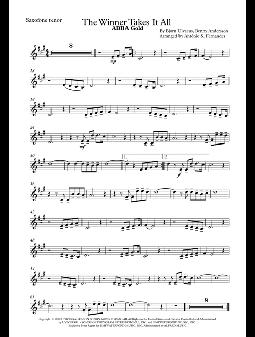 The Winner Takes It All (Arr. Antônio S. Fernandes) - ABBA (Tenor Sax Solo)