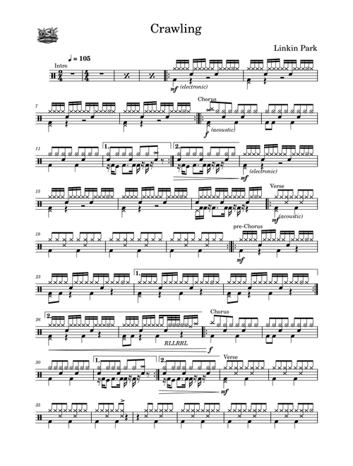 Crawling (Arr. Drum Scores Lab) - Linkin Park (Drums)