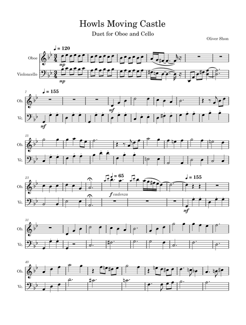 Howl's Moving Castle for Oboe and Cello