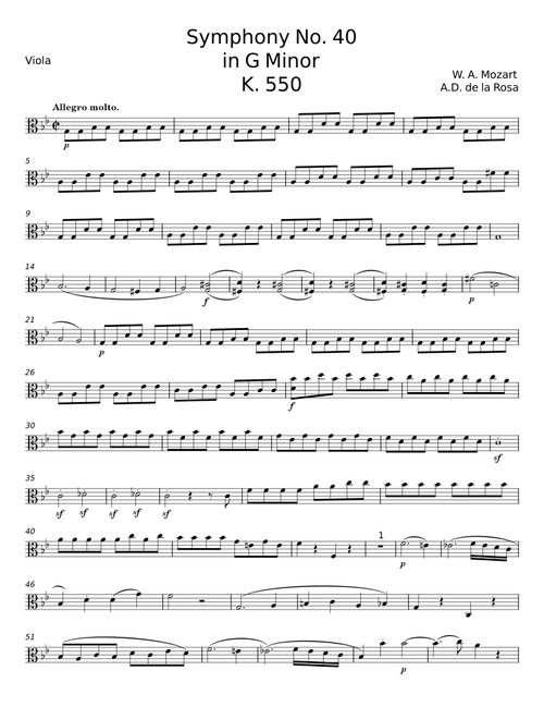 Symphony No. 40 - W. A. Mozart Arr By Paolo Civitillo