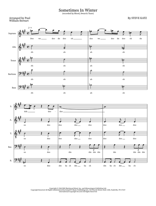 Sometimes In Winter (Arr. Paul William Stewart) - Blood, Sweat & Tears (Choral, SATB)
