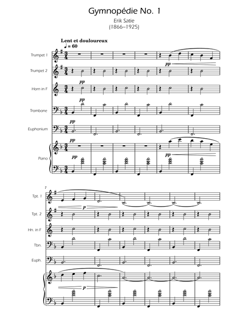 Gymnopedie No. 1 - Brass Quintet (Arr. Ygor Nunes) - Erik Satie (Brass Ensemble)