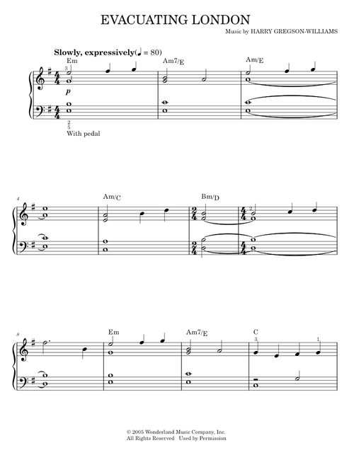 Evacuating London - Harry Gregson-Williams, The Chronicles of Narnia: The Lion, The Witch And The Wa (Easy Piano)