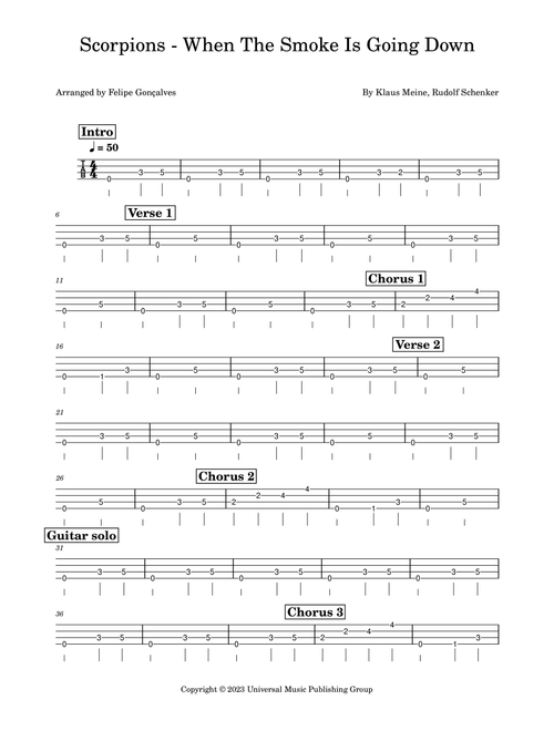 When The Smoke Is Going Down (Arr. Felipe Gonçalves) - Scorpions (Bass Tab)