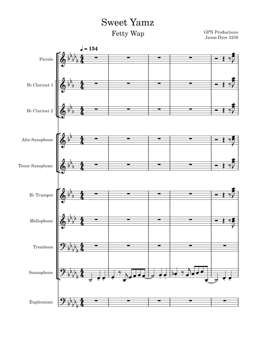 Sweet Yamz Fetty Wap (Jason Dyer) Sheet music for Trombone