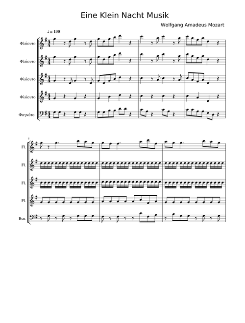 Eine Klein Nacht Musik for 4 flute and Bassoon 