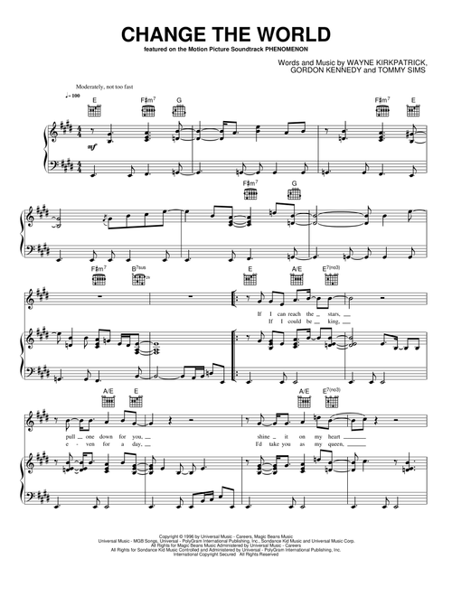 Change The World - Eric Clapton, Wynonna (Piano-Vocal-Guitar)