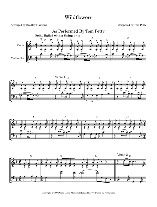 Wildflowers (Arr. Bradley Hawkins) - Tom Petty (Instrumental Duet)