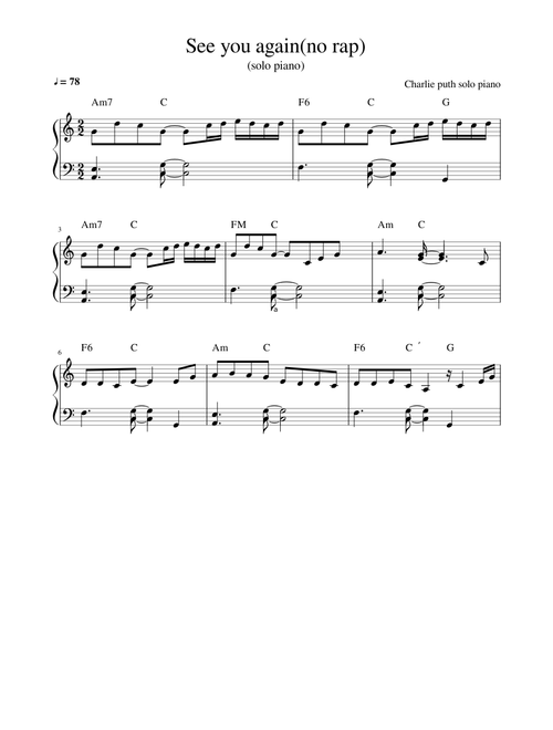 See you again solo piano no rap