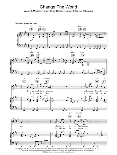 Change The World - Eric Clapton (Piano-Vocal-Guitar (Piano Accompaniment))