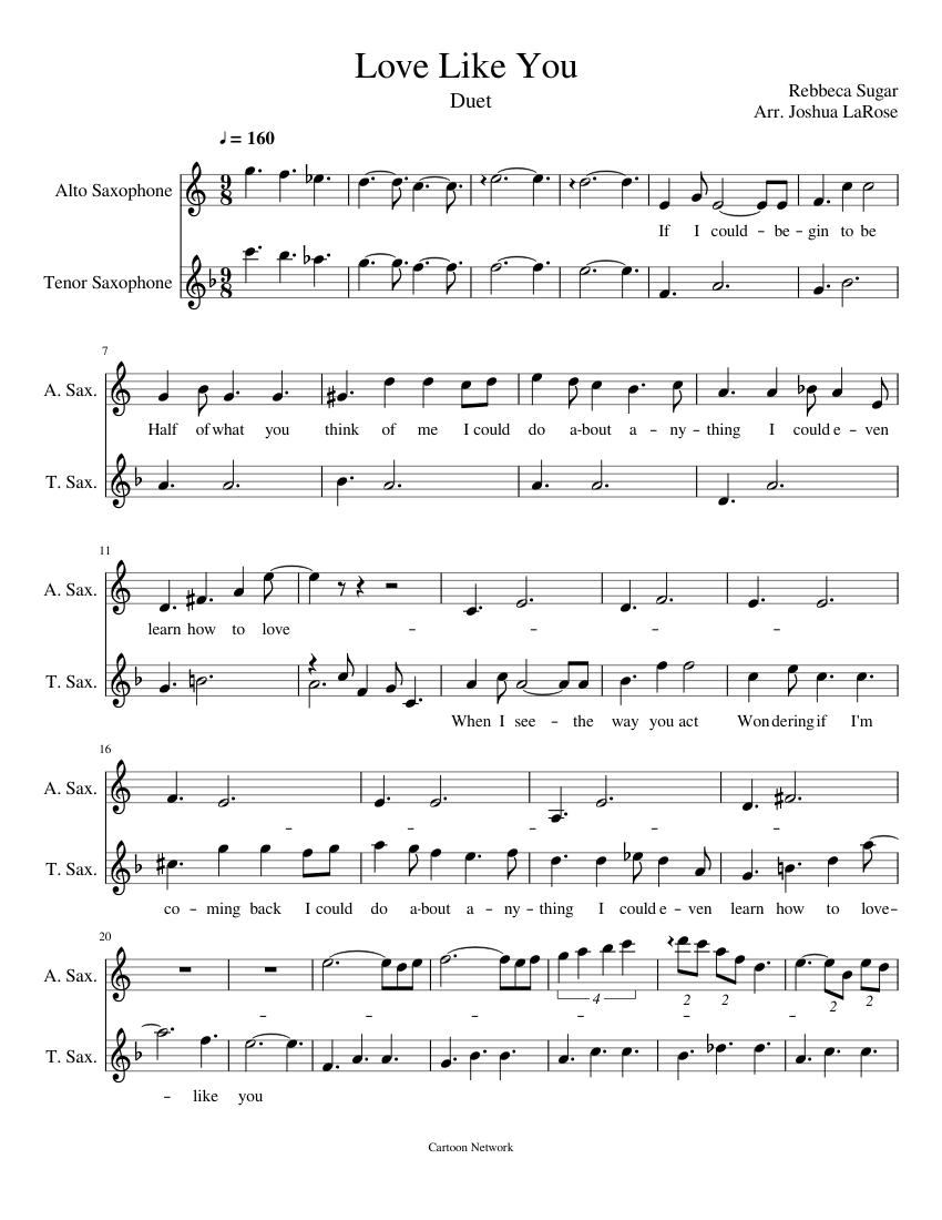 Love Like You Sheet Music For Saxophone Alto Saxophone Tenor Woodwind Duet 