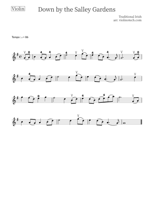 Down by the Salley Gardens (easy solo violin)