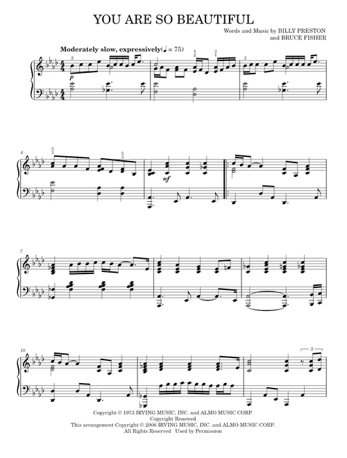 You Are So Beautiful - Billy Preston, Joe Cocker (Piano Solo)