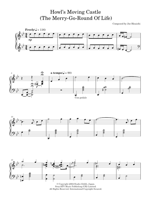 Howl's Moving Castle - Joe Hisaishi (Piano Solo)