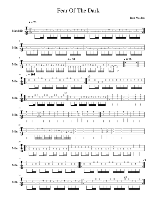 Fear Of The Dark Mandolin Tab