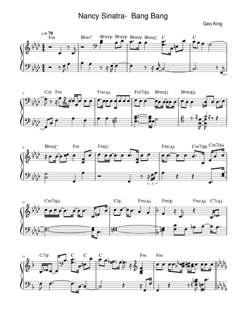 Bang Bang (Arr. Gregory King) - Nancy Sinatra (Easy Piano)
