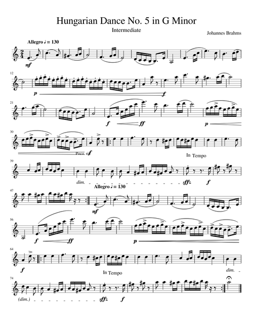 Hungarian Dance No 5 in G minor