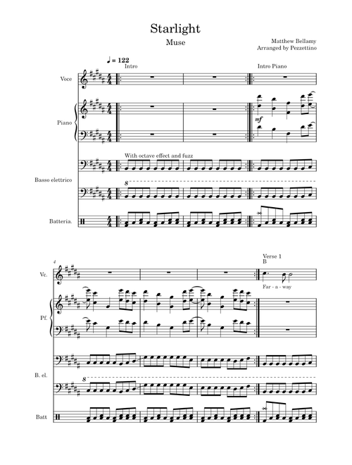 Starlight – Muse - Piano Band Arrangement