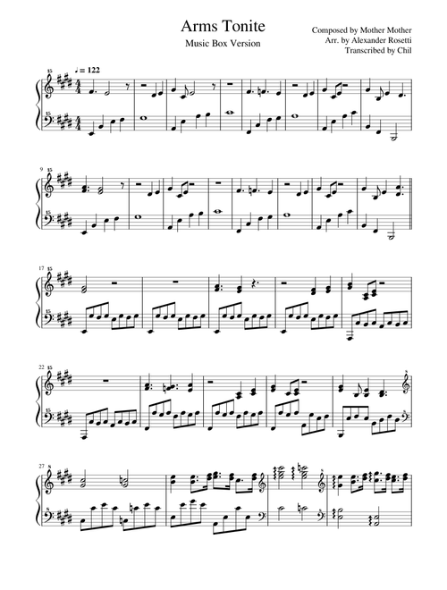 Mother Mother - Arms Tonite (Music Box Transcription)