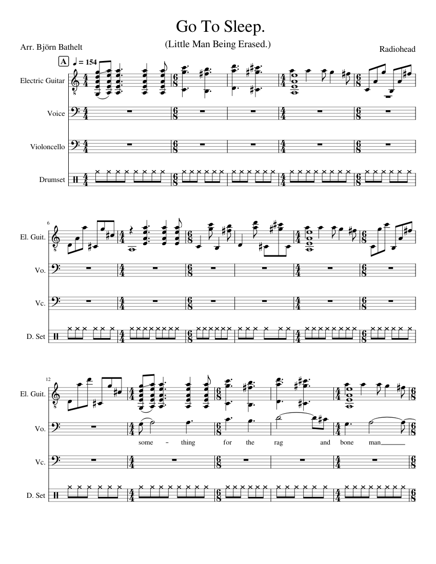 Go To Sleep in A (Radiohead arrangement) Sheet Music with Chords