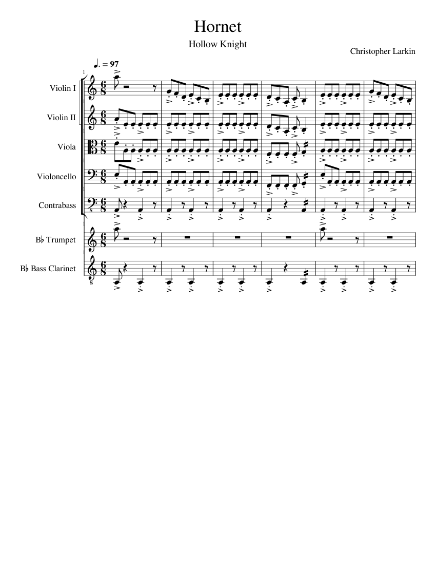 Sheet music for bass, Trumpet in bflat, Contrabass